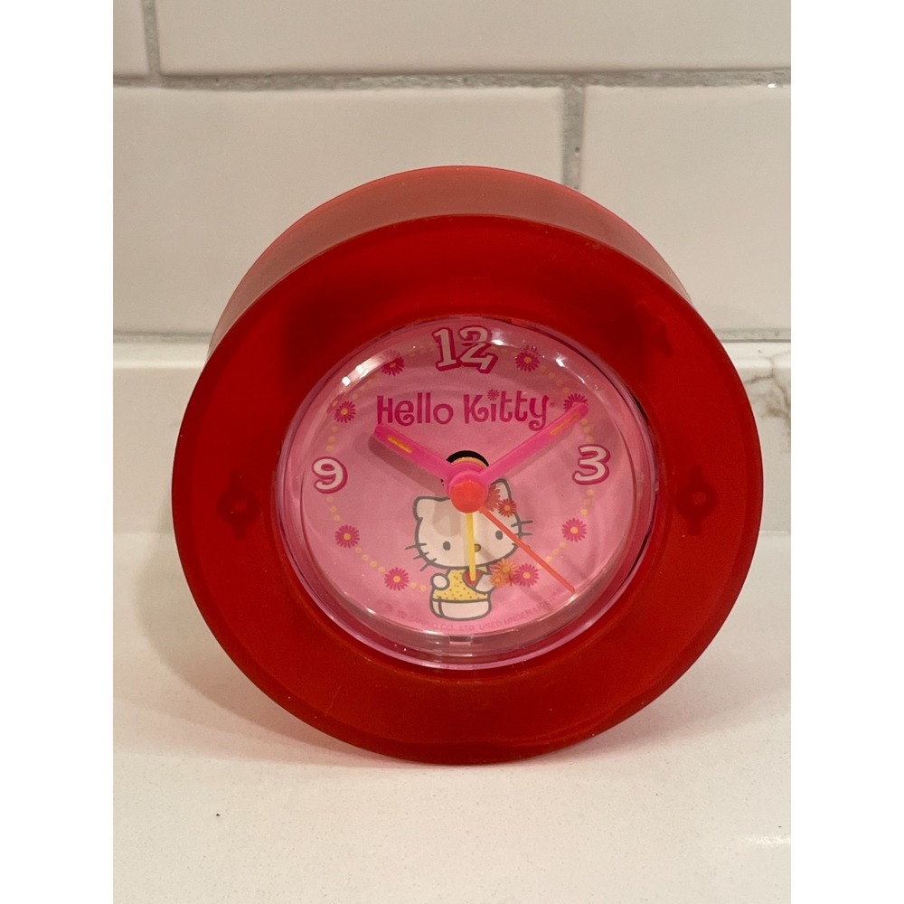 Vintage Hello Kitty Alarm Clock Pink Y2K Tested Analog Floral Battery Box